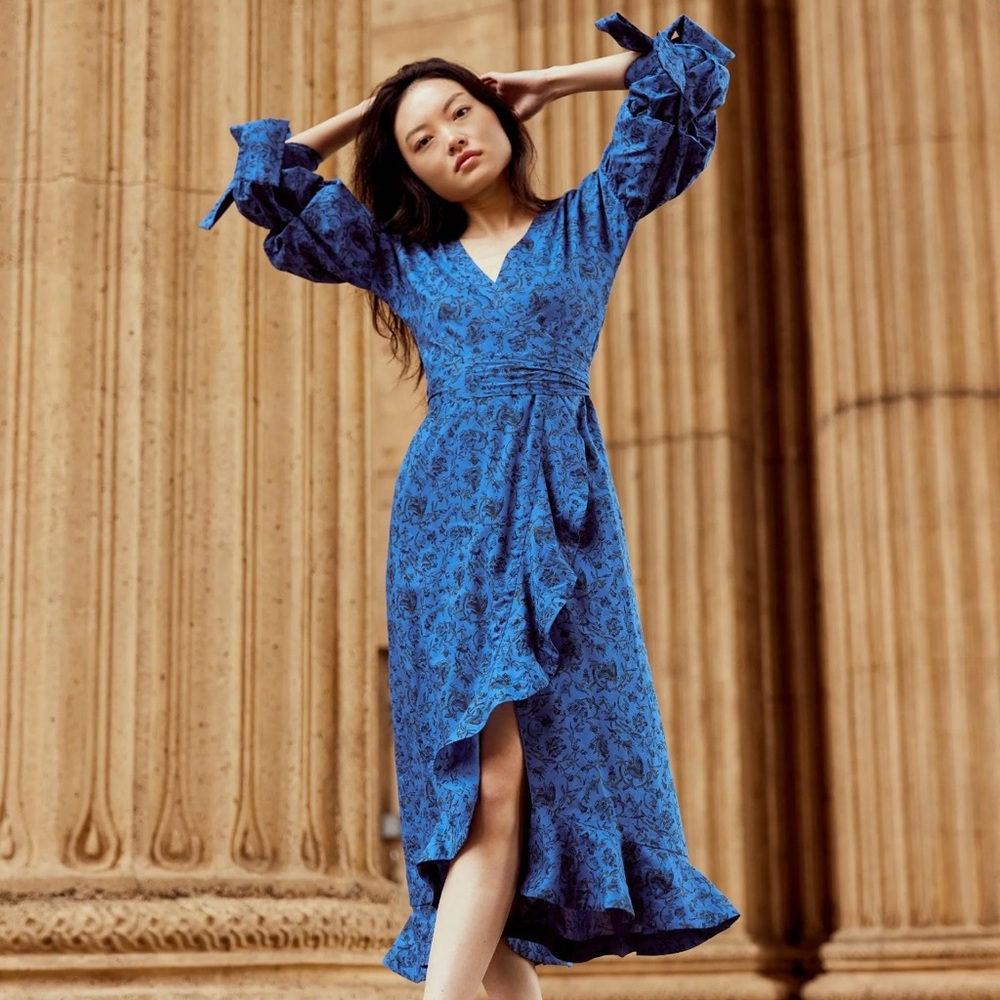 EDDY Floral Wrap Midi Dress Size M